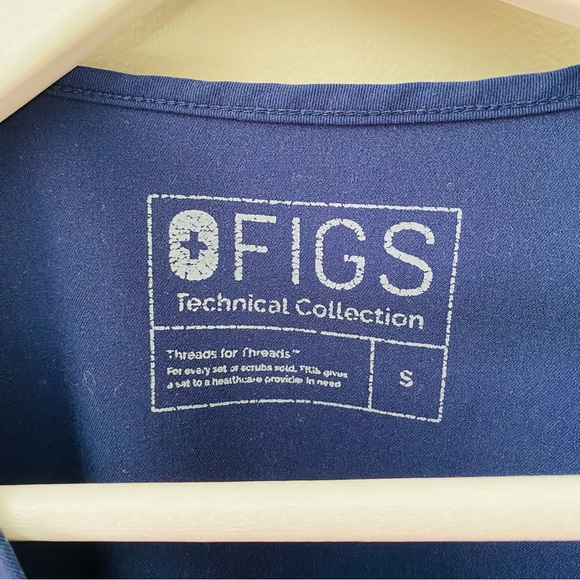 Figs V-Neck Double Pocket Scrub Top Blue Sz Small - Picture 4 of 9